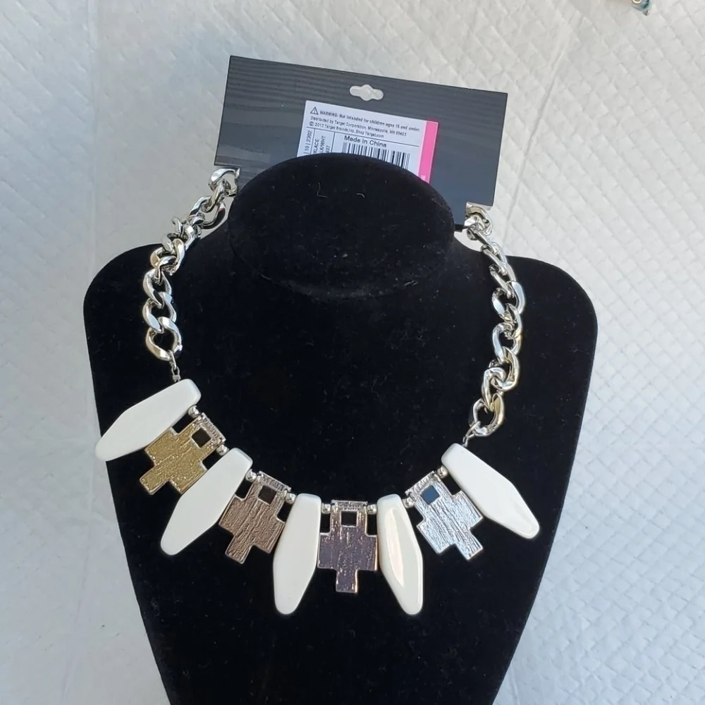 NEW CURB CHAIN COLORBLOCK NECKLACE SUMMER‎ - Picture 7 of 8